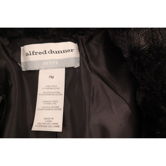 Alfred Dunner Petite Black Faux Fur Jacket with Zipper Size PM - Picture 10 of 16